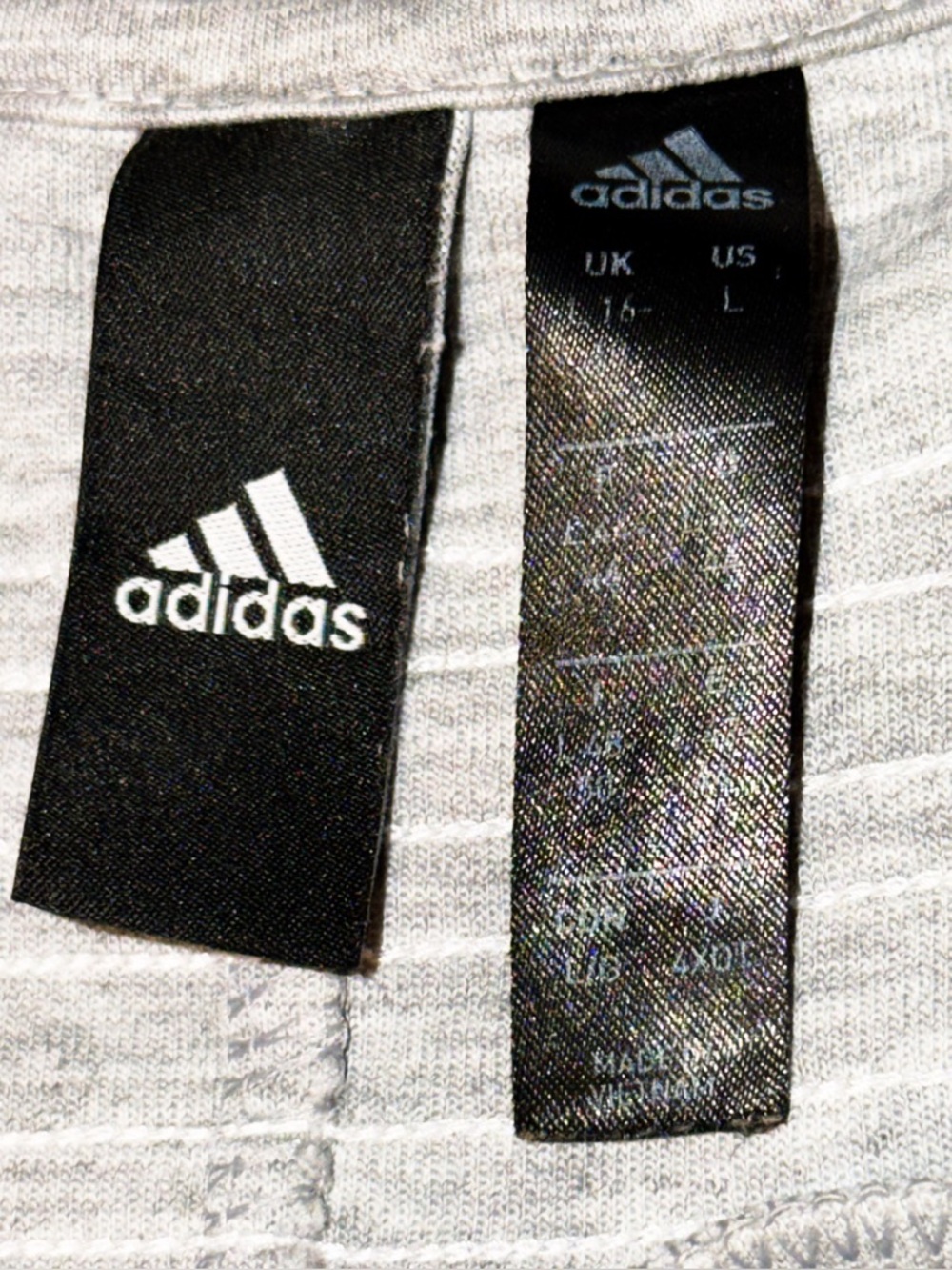 Womens Adidas Crewneck Cropped Lg Grey Sweatshirt w/ white signature stripes ln - Picture 6 of 9